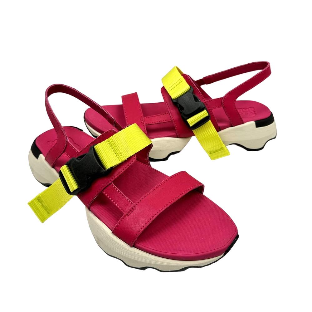NEW Sorel Kinetic Impact Pink & Neon Yellow Outdoor Performance Sling Sandals - Picture 3 of 13